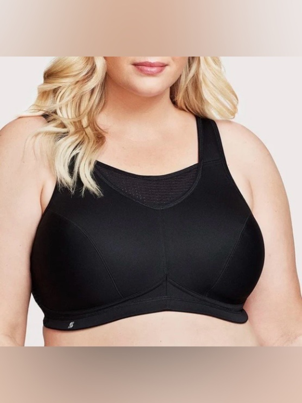 GLAMORISE No-Bounce Camisole Elite Sports Bra Black Support Wireless Bra 50 C